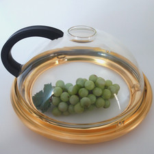 Seltene Brathaube Pfannen Spritzschutz Glas Alu golden 24 - 26 cm Neuzustand