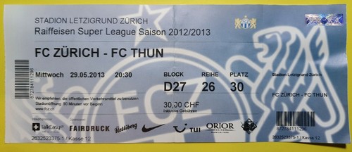 Zürich mai 2013 - 2013, ticket