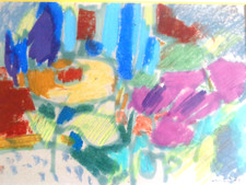 Willi Ulfig, Regensburg, Aquarell " Blumengarten" signiert 1979