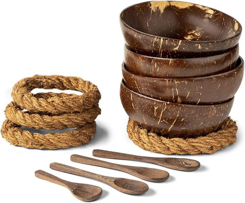 Kokos schalen mit löffeln - mit,