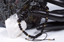 Edelstein Armband Obsidian | verstellbar ca. 16cm-28cm Kugel-& Steinchenarmband