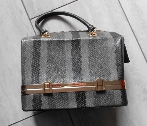 Handtasche grau schwarz - h,
