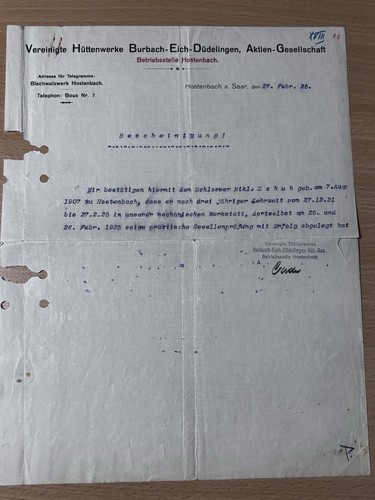 Bescheinigung blechwalzwerk - bescheinigung,