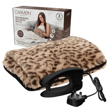 Carmen Wiederaufladbare Wärmflasche Leopard Kunstfellbezug Automatische Temperatur