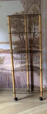 Rattaneckregal mit 5 Böden aus Schutzglas 54x145x45cm  fahrbar
