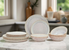 Kombiservice 12-tlg. Steinzeug GMK rosa Geschirr 4 Personen Service Tafelservice