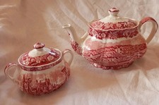 Teekanne +Zuckerpott Rosa Serie  Englisches Geschirr 2 er Set 