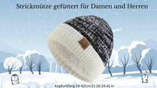 Winter Beanie Strickmütze gefüttert warm Sportmütze Damen Herren Kinder Neu warm