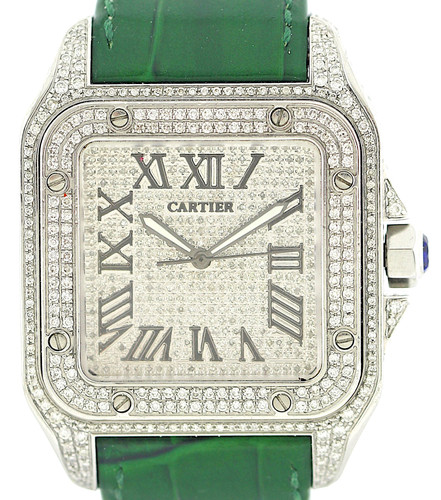 Cartier santos 100 stahl iced - cartier,