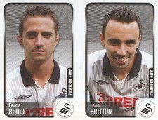 348 F. BODDE/LEON BRITTON SWANSEA CITY.FC STICKER FL CHAMPIONSHIP 2010 PANINI