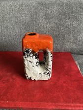 Vintage Fat Lava Uebelacker Ü-Keramik Chimney Hole Vase 1442/11, orange, H 11 cm