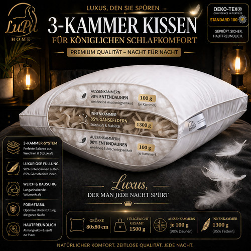 Kammer kissen 80x80 - 3-kammer, 90%