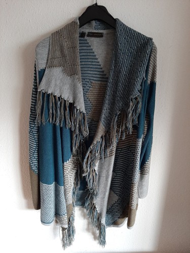 Strickjacke bunt fransen - strickjacke, bunt,
