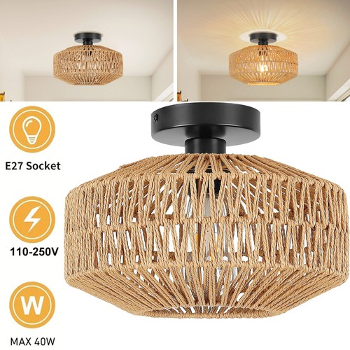 Deckenleuchte rattan e27 boho - deckenleuchte, rattan,e27