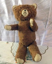 alter -DDR Teddy Bär, Plüschtier, Braun, mit Stroh gefüllt -Dachbodenfund