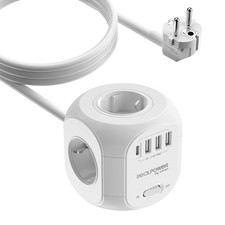 RealPower Steckdosenwurfel PowerBox 431 + 3xUSB-A NEU