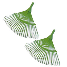 2X Metall Laubbesen mit 22 Zinken Rechen Harke Laubrechen Breite: 42cm