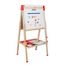 Höhenverstellbare Holz-Standtafel inkl. Zubehör, Magnetbuchstaben & Papierrolle