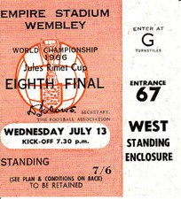 Ticket WM 1966 Wembley London 13.7.66: Frankreich - Mexiko 