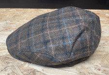 ER Flatcap Schiebermütze Wolle Ohrenklappen, braun farbig kariert, Gr. 62