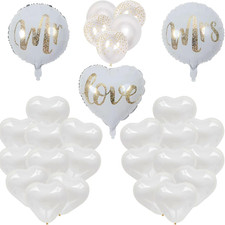 Mr Mrs Hochzeitsballons Set 30 Teile Herz Ballons Weiß Hochzeit Deko