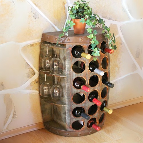 Weinregal holz stehend - weinregal, fass
