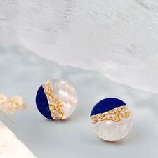 B06 Ohrringe Meer und Himmel vergoldete Welle Perlmutt Lapislazuli Silber 925