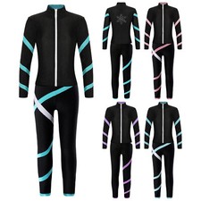 Kinder Mädchen Trainingsanzug Kontrastfarbe Sweatanzug Tanzen Activewear Gym