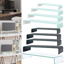 TV-Glasaufsatz Bildschirm Erhöhung Monitor Aufsatz Glasbühne Podest Weiß/Schwarz