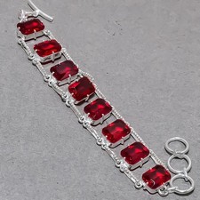 Facettiertes Mosambik Granat Kissen Form Edelstein Handarbeit Schmuck Armband...