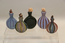 5 x Snuffbottle Murano Glas schöne Farbkombinationen Lila Schwarz/Gelb bunt - S7