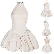 Damen Ärmelloses Kleid A Linie Puff Rock Mittelalter Strandkleider Partykleider