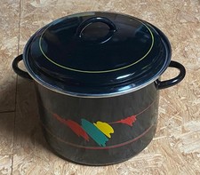 Großer Kochtopf Topf Emaille Stahlrand D. 23,5 cm - H. 17 cm - Inhalt ca. 7,3l