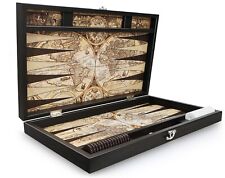 Trendy Backgammon Antique Map/Antik Welt Leder Backgammon Tavla XXL