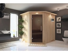 Elementsauna Karibu Petalit inkl. 9 kW Bio Ofen u.ext.Steuerung mit Dachkranz un