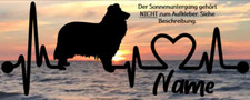 Aufkleber Hund Collie Herzschlaglinie Wohnwagen, Auto