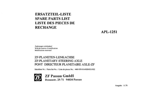 Ersatzteilliste allradachse - allradachse, zf