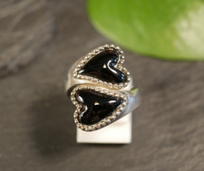 Zauberhafter 925 Sterling Silber Ring Herzen  Liebe Love Schwarz Onyx