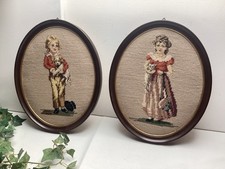 2 Bilder oval  / Gobelin antik ..Echtholzrahmen