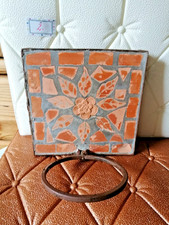 Alt Vintage Selten Handgefertigt Arbeit Fliesen Hängevorrichtung für Blumen Nr.2