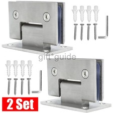 2x Edelstahl Glastür Scharnier 90° Glas Türbeschlag Glastürbeschlag Bad Dusche