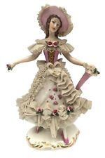 Dame Krone D Figur Handarbeit Porzellan Manufaktur Dresden Tänzerin Spitzenkleid