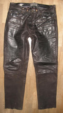 fette  ENJOY  Herren- LEDERJEANS / Lederhose in schwarz- braun ca. W35 / L32