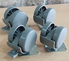 4 Möbelrollen Ø40mm drehbar 2 St. mit Bremse Metallplatte Räder Rollen Lenkrolle