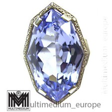 Großer Art Deco Silber Ring blauer Topas geschliffen 30er silver blue topaz