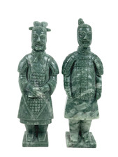 2 x Jade/Serpentin Figur