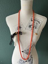 Damen Halskette orange 57 cm lang 70er Jahre Modeschmuck Kunststoff