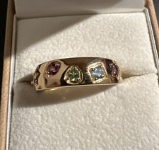 Ring, Gg 375, 6 Edelsteine, Gr 56(18), 5,10 Gramm, 2,7 bis 6mm Breite