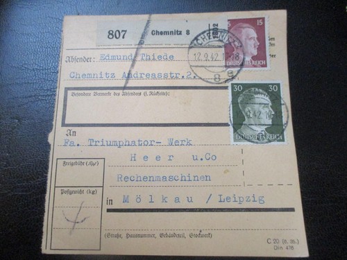 2347 paketkarte aus chemnitz - aus,