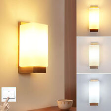 Wandleuchte Innen Holz E27 Wandlampe Modern 3000K/4500K/6500K Glas Lampenschirm